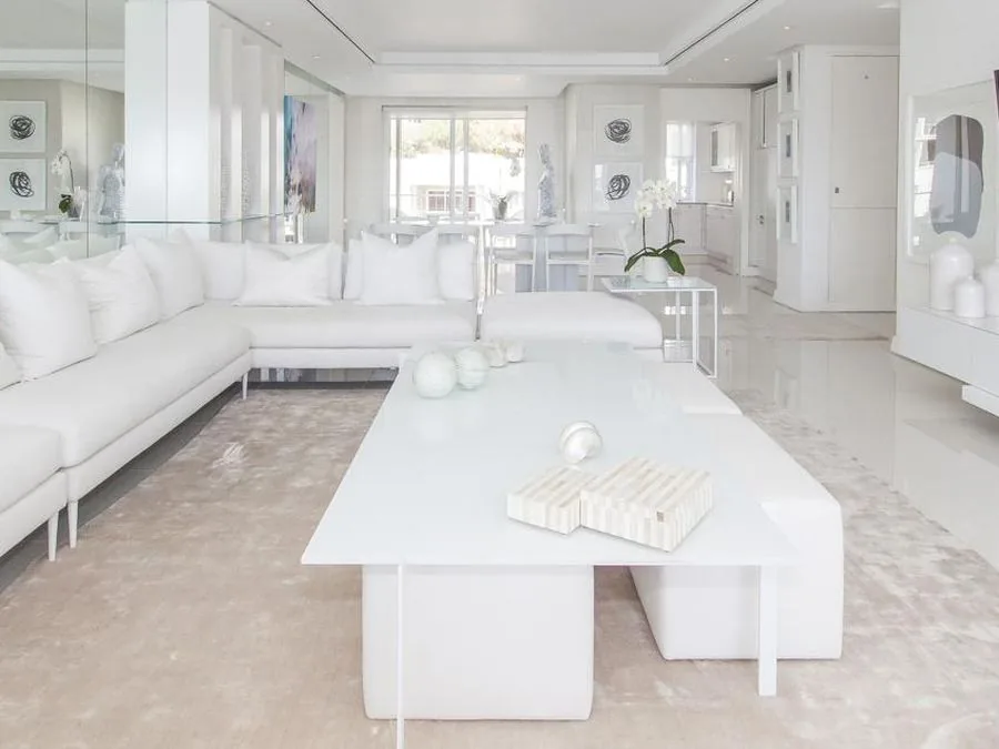 White lounge with marble floors, Sea Point and Bantry Bay